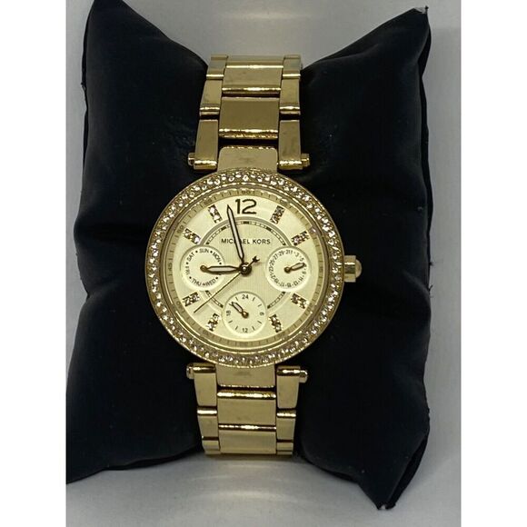 Michael Kors Parker MK6056 Women's Gold Stainless Steel Analog Dial Watch JK372 - Picture 1 of 12